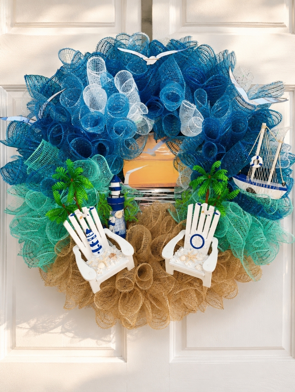 Castal Beach Wreath, Ocean Themed Front Door Wreath